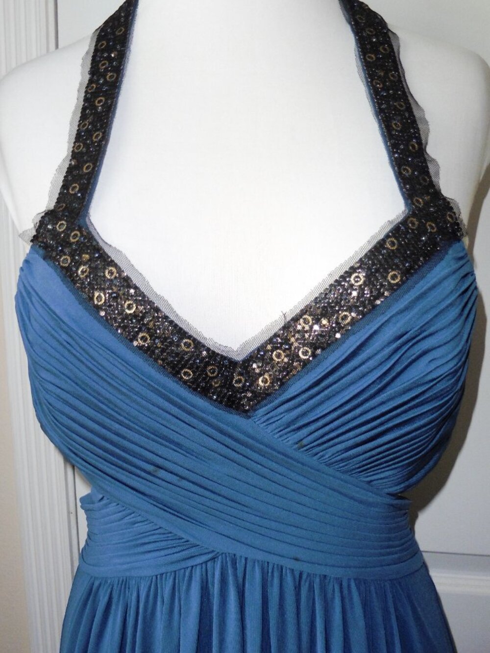 BCBGMaxazria Embellished Sequin Side/Back Cut-Outs Dress Medium? Y2K Vintage - Picture 8 of 8